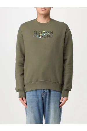 Maison Kitsuné Felpa in cotone con logo e ricamo