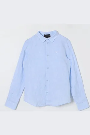 Emporio Armani Camicia Kids in lino con logo ricamato