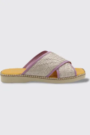 Hogan Sandalo in pelle e rafia intrecciata