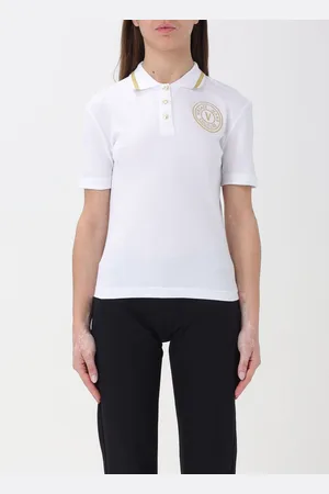 VERSACE Polo in piquet con logo ricamato