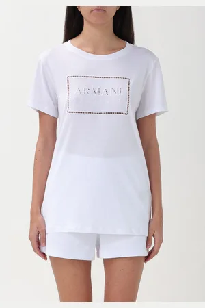 Armani Exchange T-shirt in cotone con logo traforato