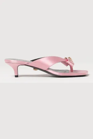 VERSACE Sabot La Medusa in raso e pelle