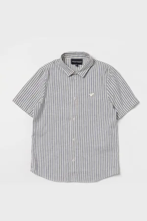 Emporio Armani Camicia Kids in misto cotone e lino a righe