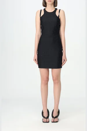 VERSACE Abito in jersey con strass all over
