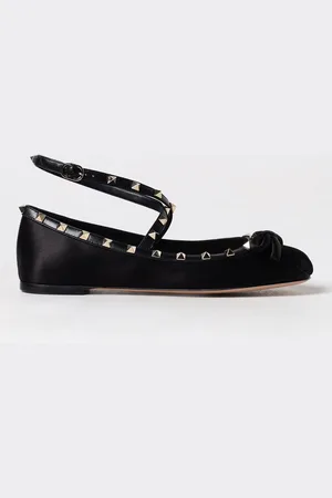 VALENTINO GARAVANI Ballerina Rockstud in raso e nappa