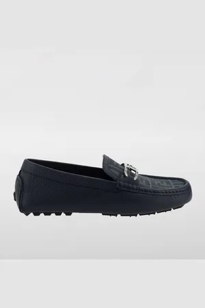 Fendi Mocassino in pelle e tessuto monogram FF jacquard