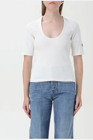 Bottega Veneta Top a costine con patch logo
