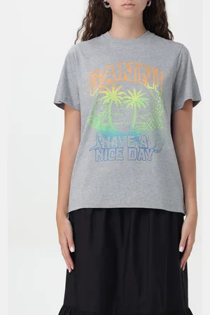 Ganni T-shirt di cotone con stampa