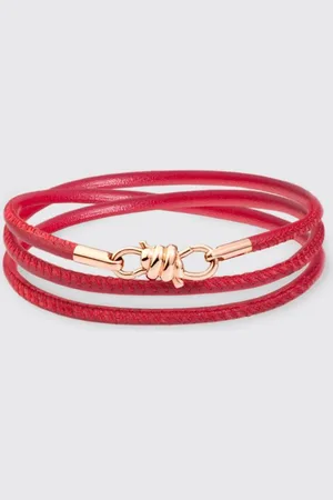 Dodo Bracciale nodo in oro rosa 9 kt con cinturino pelle bordeaux