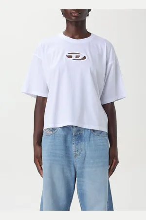 Diesel T-shirt in cotone con logo intagliato