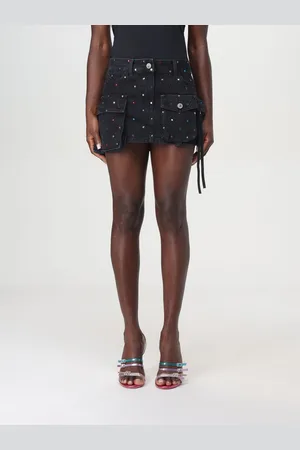 The Attico Gonna mini di jeans con strass multicolor