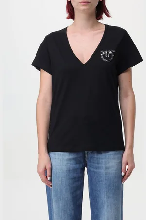 Pinko T-shirt in cotone con logo in strass