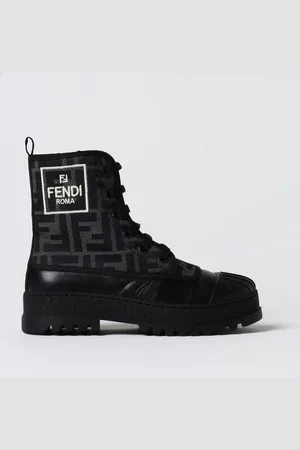 Fendi Stivaletto FF in tessuto jacquard e pelle