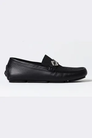 Fendi Mocassino Driver in pelle e tessuto monogram FF