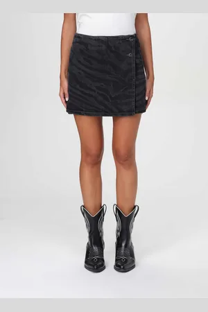 Ganni Gonna mini in denim zebrato