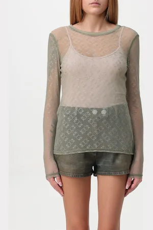 Pinko T-shirt semi trasparente in cotone e nylon