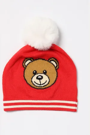 Moschino Cappello in misto cotone con logo intarsiato e pompon