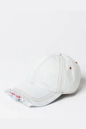 Diesel Cappello in denim di cotone con visiera sfrangiata