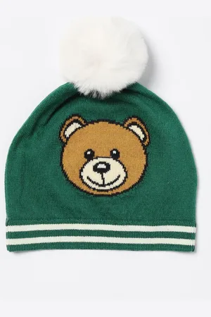 Moschino Cappello in misto cotone con logo intarsiato e pompon