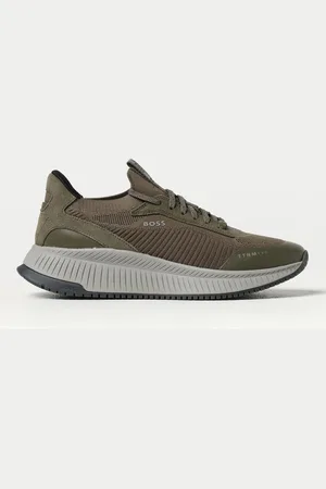 HUGO BOSS Sneakers in pelle e tessuto a maglia stretch