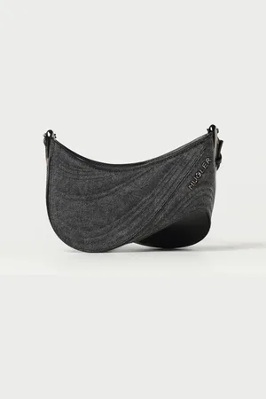 MUGLER Borsa Curve 01 in denim e pelle