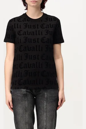 Roberto Cavalli T-shirt in cotone con logo all over