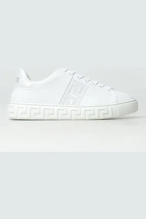 VERSACE Sneakers Greca in pelle con perline ricamate