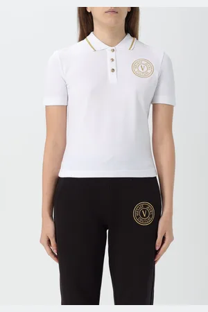 VERSACE Polo in piquet di cotone con logo