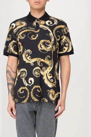 VERSACE Polo Baroque in piquet di cotone stampato
