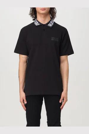VERSACE Polo in piquet di cotone con stampa logo