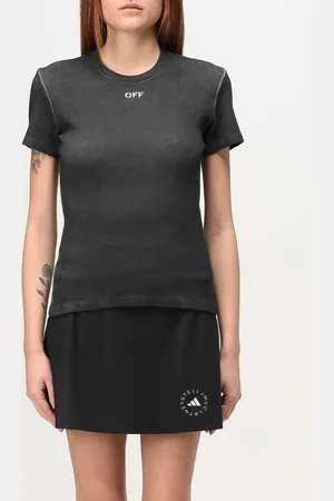 OFF-WHITE T-shirt in cotone a costine stretch
