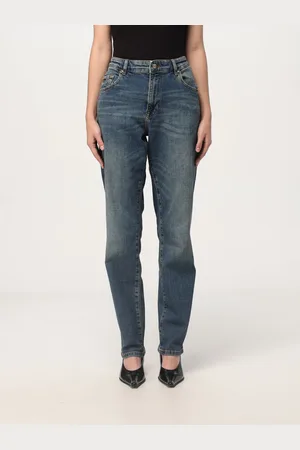 VERSACE Jeans in denim di cotone con logo ricamato
