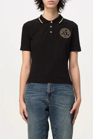 VERSACE Polo in piquet di cotone con logo