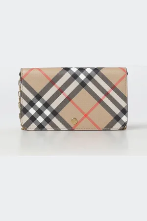 Burberry Borsa wallet Vintage Check in cotone spalmato e pelle