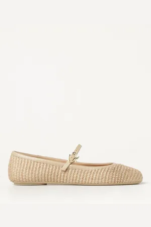 Gianvito Rossi Ballerina Carla in rafia e nappa