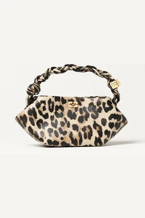 Ganni Borsa Bou in misto pelle stampa animalier