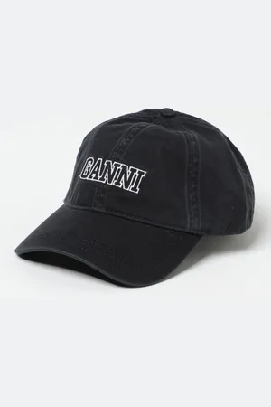 Ganni Cappello in cotone con logo ricamato