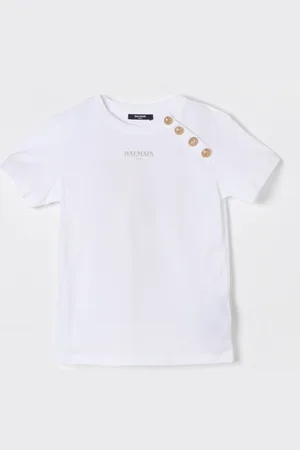 Balmain T-shirt con mini logo e bottoni