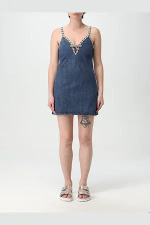 Self-Portrait Abito in denim di cotone con strass