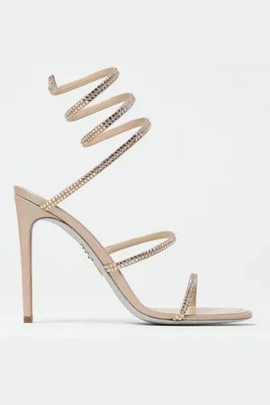 RENE CAOVILLA Sandalo in raso e pelle con strass all over