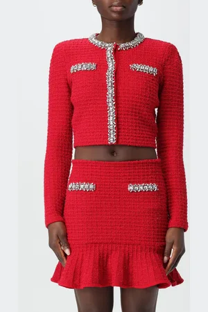Self-Portrait Cardigan in bouclè con strass