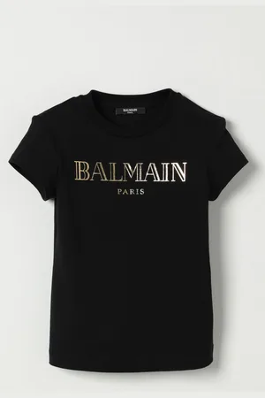 Balmain T-shirt in cotone con logo laminato