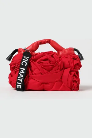 vic matiè Borsa Roses Vic Matiè in pelle e nylon con drappeggio a rosa
