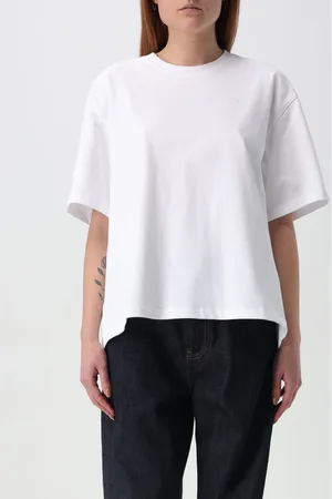 Ganni T-shirt con scollo in cotone organico