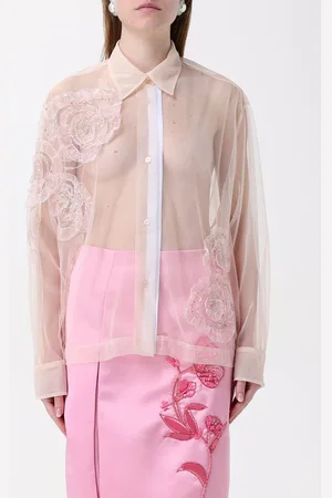 Des Phemmes Camicia in tulle con ricami
