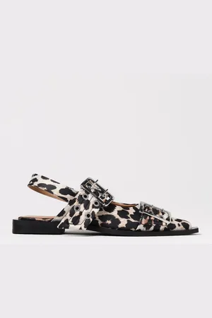 Slingback in tessuto riciclato con stampa animalier