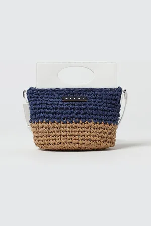 Marni Borsa in rafia intrecciata e pelle