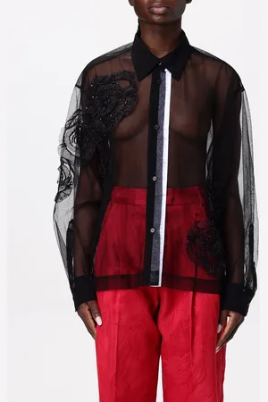 Des Phemmes Camicia in tulle con ricami