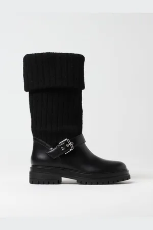 Gianvito Rossi Stivaletto Thurso in pelle e maglia a coste