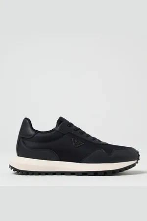 Emporio Armani Sneakers in cotone spalmato saffiano e nylon